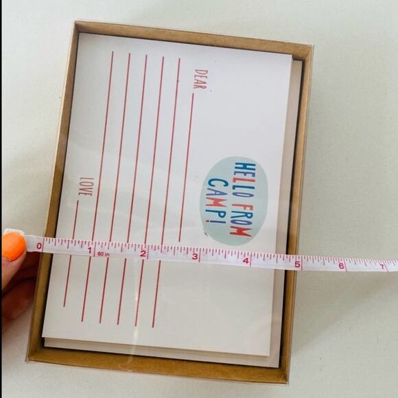 NEW ANTHROPOLOGIE White Red Blue Illustrated Camp Retro Card Notecards s/6 - Picture 2 of 3